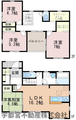  �y�Ԏ��}�z2�����@�L�X�Ƃ���LDK�ɉ����A�S�����Ɏ��[�������B����2�K�ɂ̓X�g���[�W���[����WIC������A���[�͂��s�J�C�`�ł��B�o���R�j�[���͂ފJ���I�Ȑ݌v�ŁA�Ǝ������Ƌ��Z���𗼗�����4LDK�I