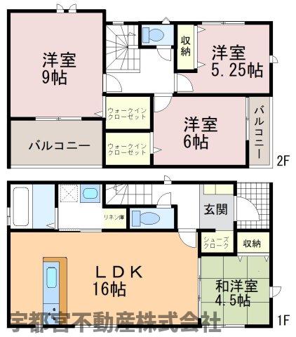  �y�Ԏ��}�z1�����@16����LDK�ƁA�Ǝ������ɗD�ꂽ���l���ɁE�y�Ԏ��[�����́B2�K�ɂ͓Ɨ����̍���3������z�u���A����2�����ɂ͎��[��UP��WIC�������B�Ƒ��̉��K���Ɨ��֐��𗼗�����4LDK�I