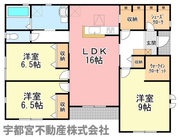  �y�Ԏ��}�z3�����@16���̍L�XLDK�𒆐S�ɁA�S�����Ɏ��[�������B9���̎�Q���ɂ�WIC�A���ւɂ͓y�Ԏ��[���������A�Ǝ��������ǂ�������Ԃ��X�b�L���ۂĂ�@�\�I��3LDK�ł��B